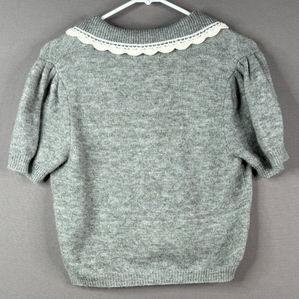 Sincerely Jules Cardigan Womens M Gray Floral Lace Cottagecore Twee Feminine - Picture 2 of 6
